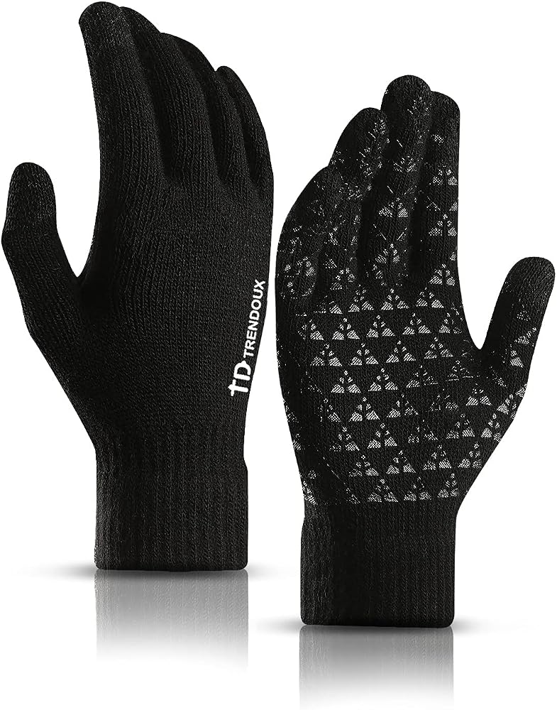 TRENDOUX Fleece-Lined Touchscreen Winter Knit Gloves