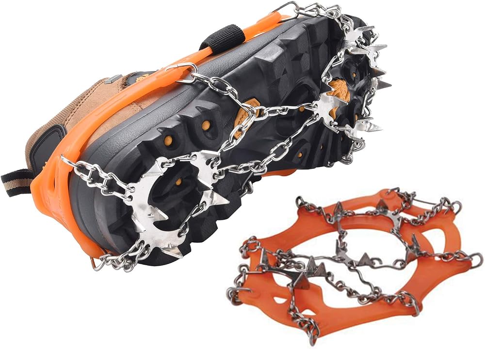 19-Spike Stainless Steel Anti-Slip Ice Cleats for Winter Boots