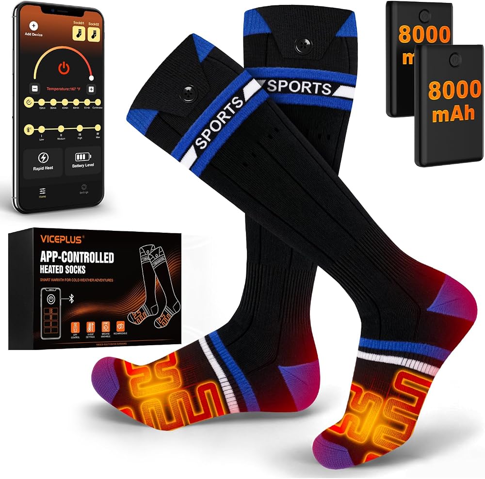 Rechargeable Heated Socks with App Warmth Control (8000mAh)